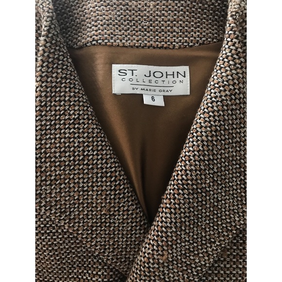 St. John Brown Tweed/Woven Blazer - Picture 3 of 5